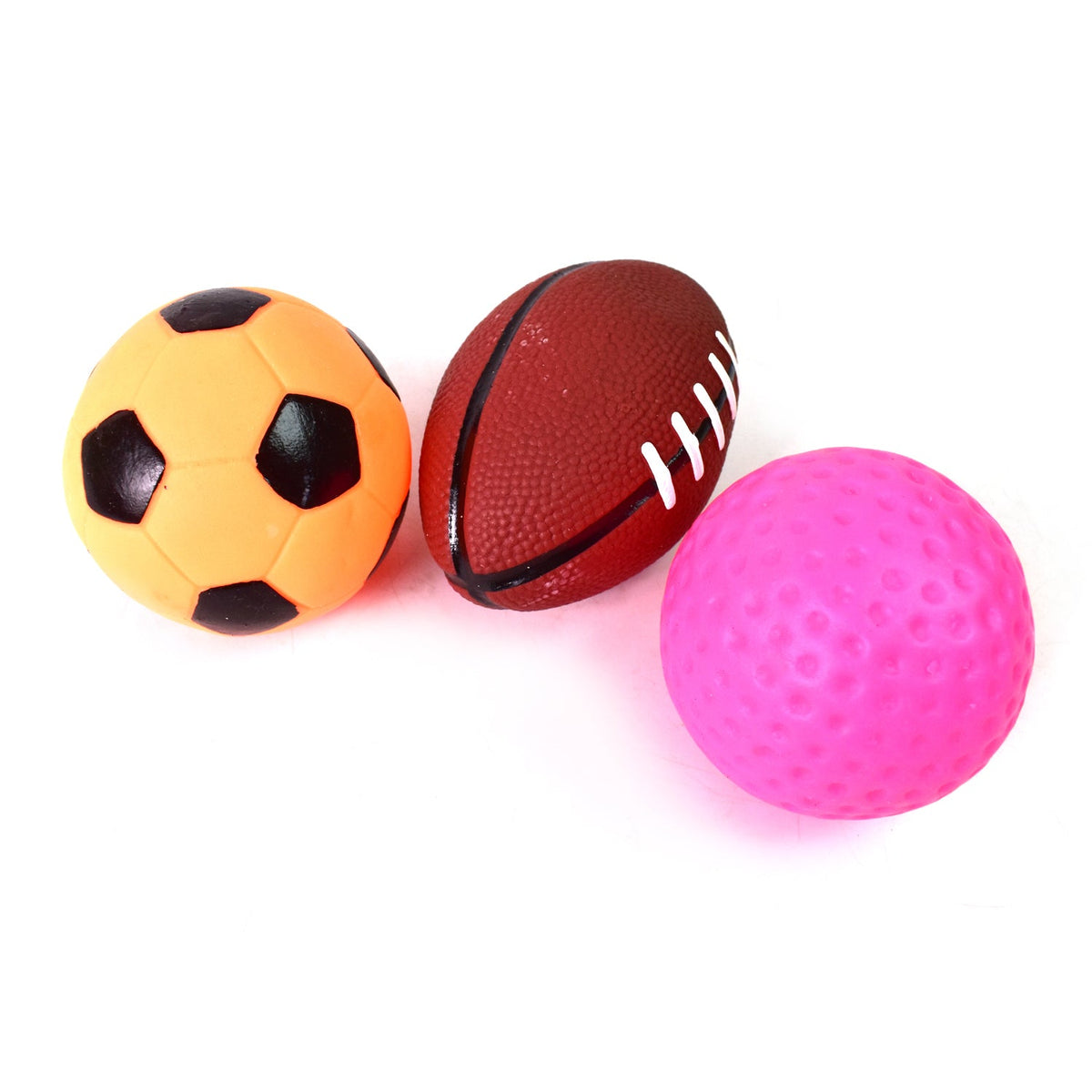 A close view of the soft plastic texture of the squeeze balls, ensuring child safety.